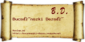 Bucsánszki Dezső névjegykártya